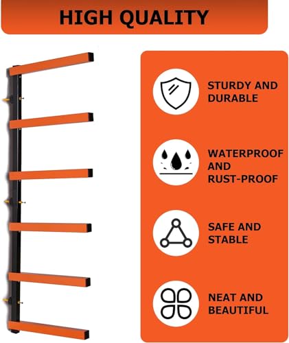 ECOTRIC 6 Pair of 6 Levels Shelf Lumber Rack Lumber Storage Rack Lumber Organizer Wood Organizer Steel Wall Mounted Max 600 Lb