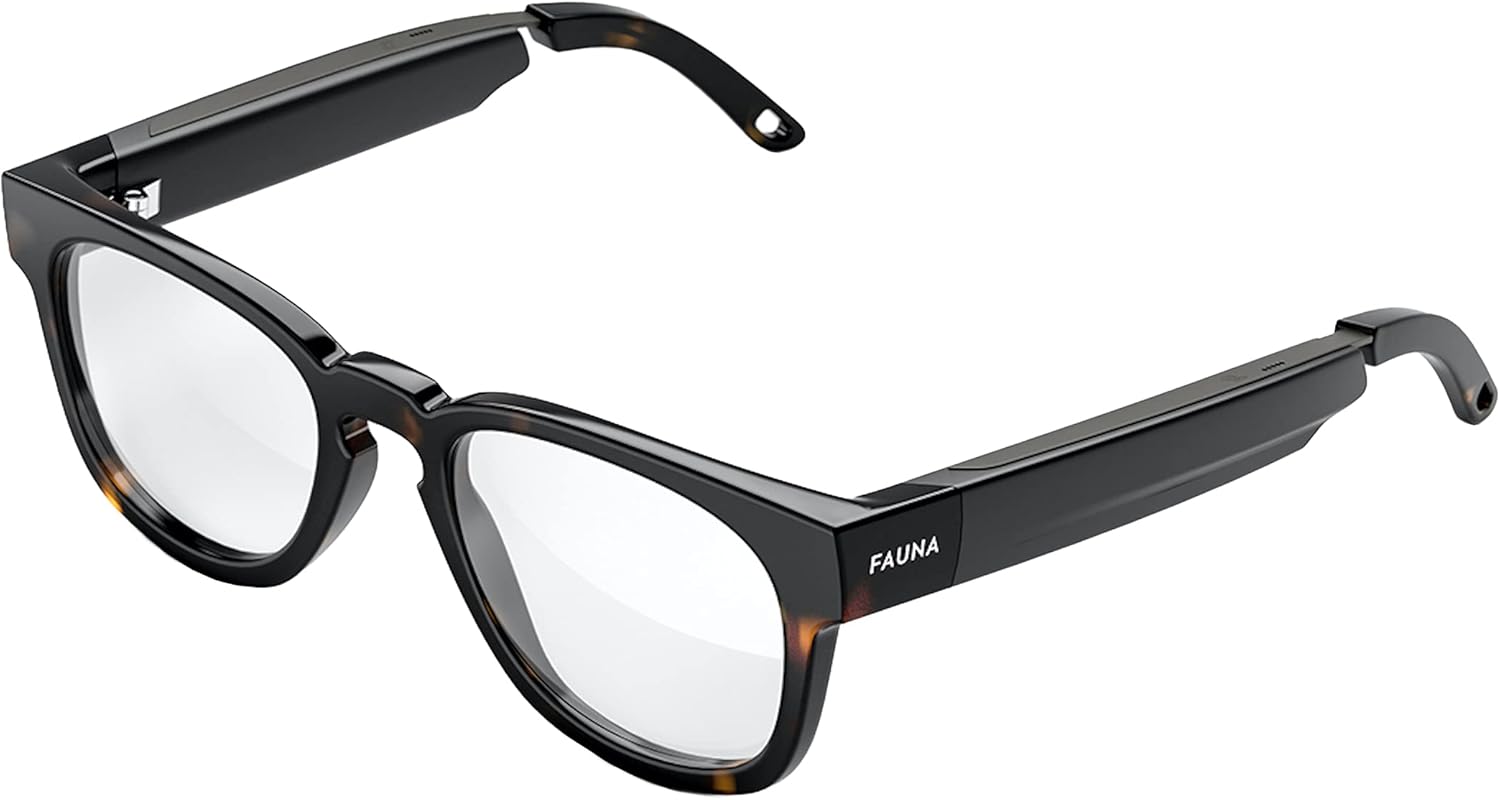 FAUNA Bluetooth Audio Smart Glasses with Blue Light Filter Lenses - Exceptional Open-Ear Audio with Charging Case