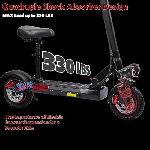 Off Road Electric Scooter Adults, 800/1200W Motor, 48V 15/18/21AH Battery, 11" All-Terrain Tires, Heavy Duty E-Scooter with Dual Suspension with Seat