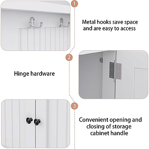 Modern Classic Hall Tree 4-in-1 Design Coat Racks Multi-Functional Entryway Coat Rack with Storage Shoe Bench Tall Hall Tree with 4 Hooks for Entryway,Hallway,Living Room (White)