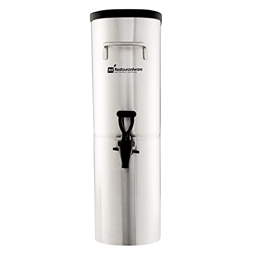 Restaurantware Bev Tek 3 Gallon Iced Tea Dispenser 1 Slim Design Iced Tea Server - No-Drip Spigot Cold & Hot Drink Friendly Silver 13/0 Stainless Steel Iced Beverage Dispenser With Handles
