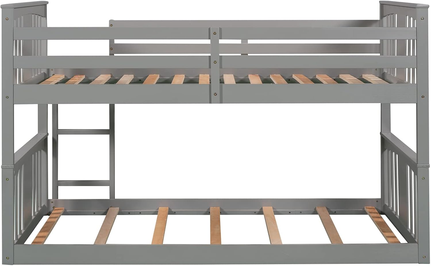 Twin Bunk Beds Low Bunk Bed Frame Wood Twin over Twin Bunkbed for Kids Toddlers Boys Girls Bedroom, Gray