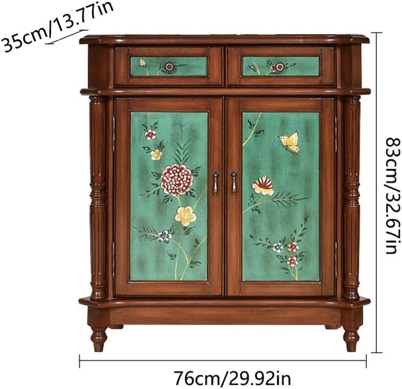 Buffet Cabinet Porch Shoe Cabinet Pastoral Painted Retro Old Furniture Living Room Storage Drawer Hand-painted Sideboard Buffet Sideboard
