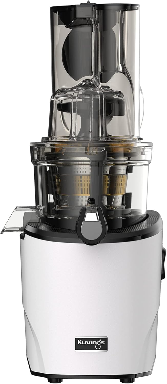 Kuvings Whole Slow Juicer REVO830W Cold Press Masticating Juicer Machine | Extra Wide 88mm & 48mm Food Chutes | Quiet Strong Motor Auto-Cut Fruits & Veggies | Smoothie Sorbet Attachment | White