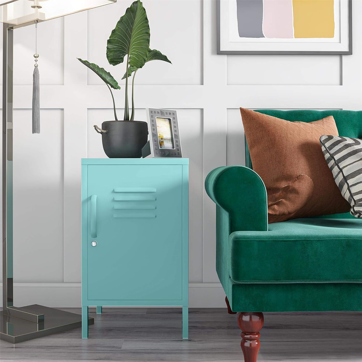 Novogratz Cache 2 Door Metal Locker Accent Cabinet Cache Metal Locker Mint End Table