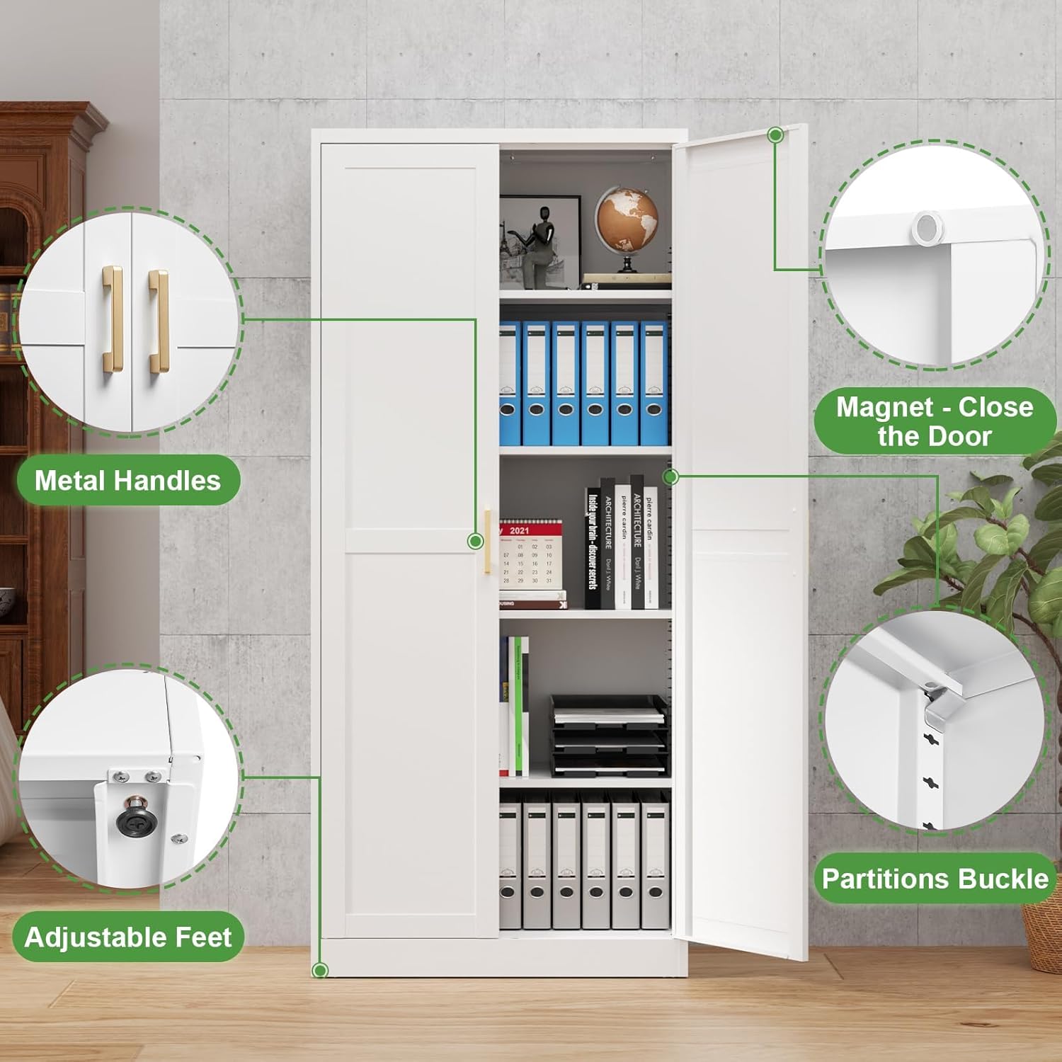 71''Kitchen Pantry Storage Cabinet,Freestanding Kitchen Pantry Cabinet,White Cabinets with Doors and Shelves, Tall Kitchen Storage Cabinet,Food Pantry Cabinet for Kitchen Pantry