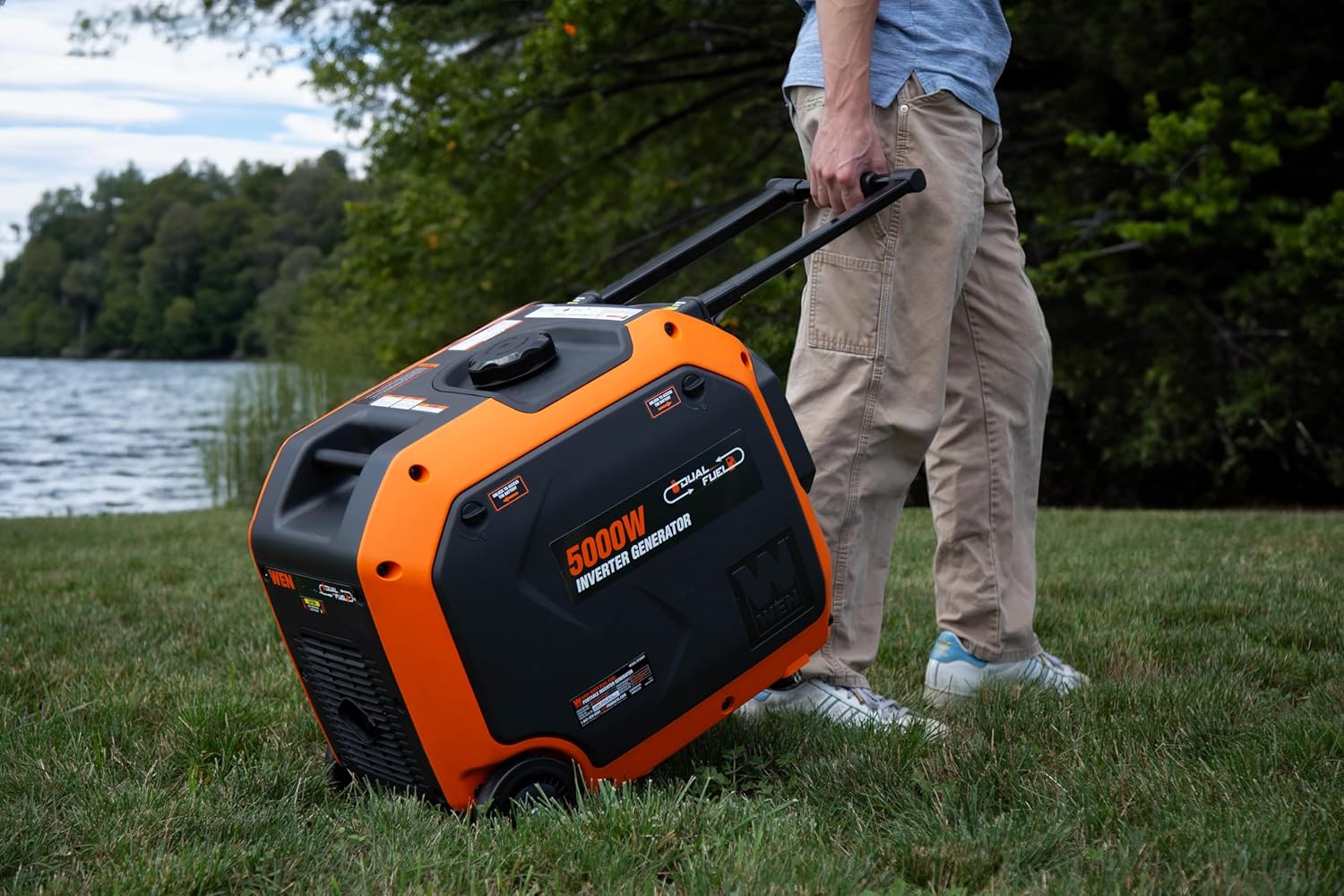 WEN 5000-Watt Dual Fuel 120V/240V RV and EV-Ready Electric Start Portable Inverter Generator with Electric Vehicle Charging Ports (DF500iX)