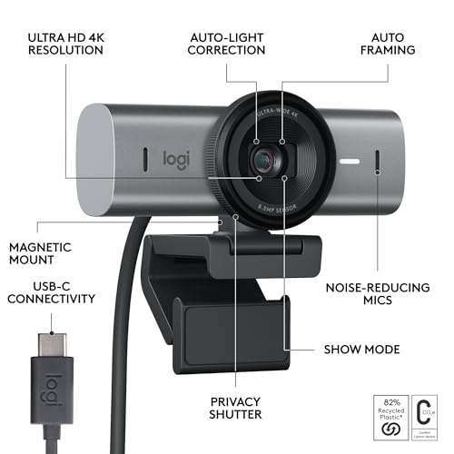 Logitech MX Brio Ultra HD 4K Collaboration and Streaming Webcam