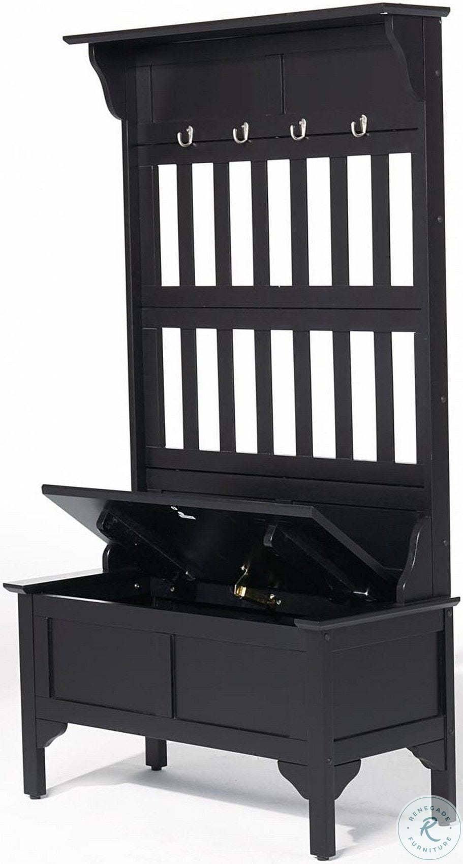 Home Styles Hall Tree u0026 Storage Bench (Black)