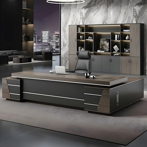 L-shape Office Desk with Locking Drawers and Cable Management, L Shape Executive Desk with File Cabinet Storage, Modern Wooden Computer Desk 79" L x 31.5" W x 29.5" H - Left Hand Return
