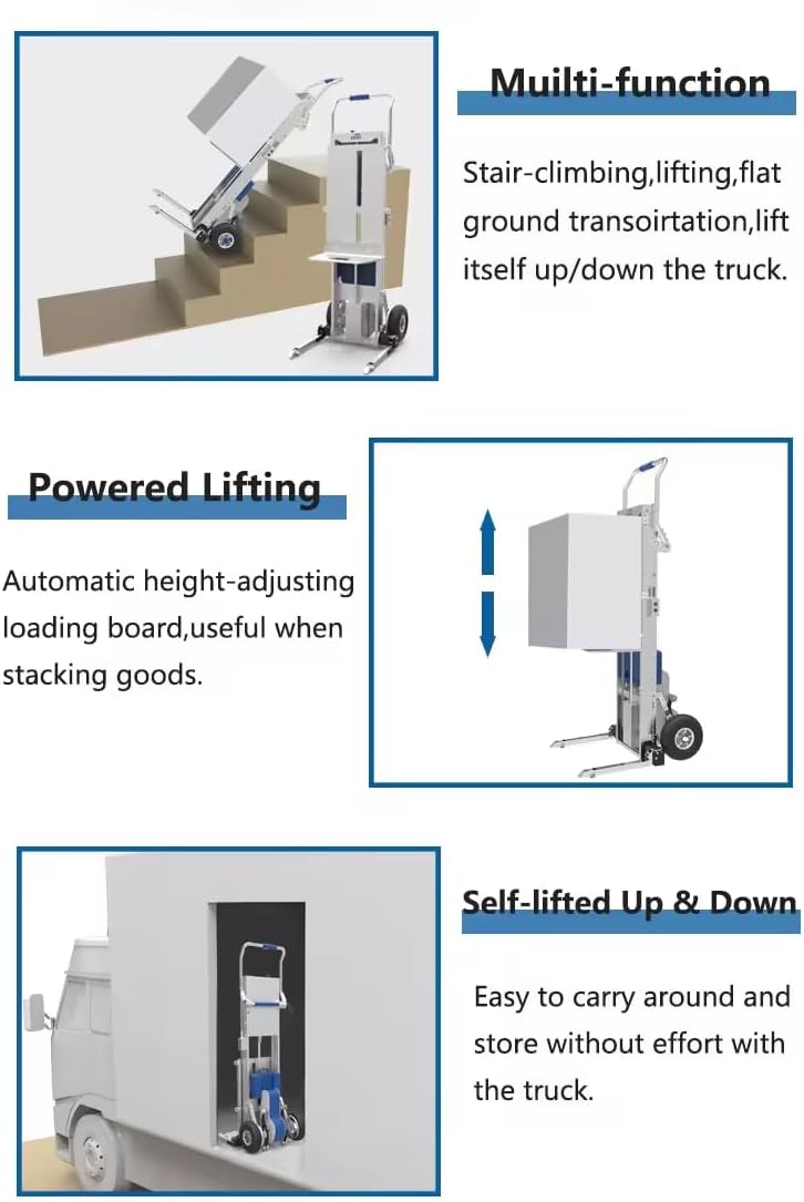 Electric Stair Climbing Hand Truck Lifter - Power Lift Hand Truck for Stair Climbing, Lifting & Flat Ground Transportation, 375lb Load Capacity, 40.35'' Lift Height