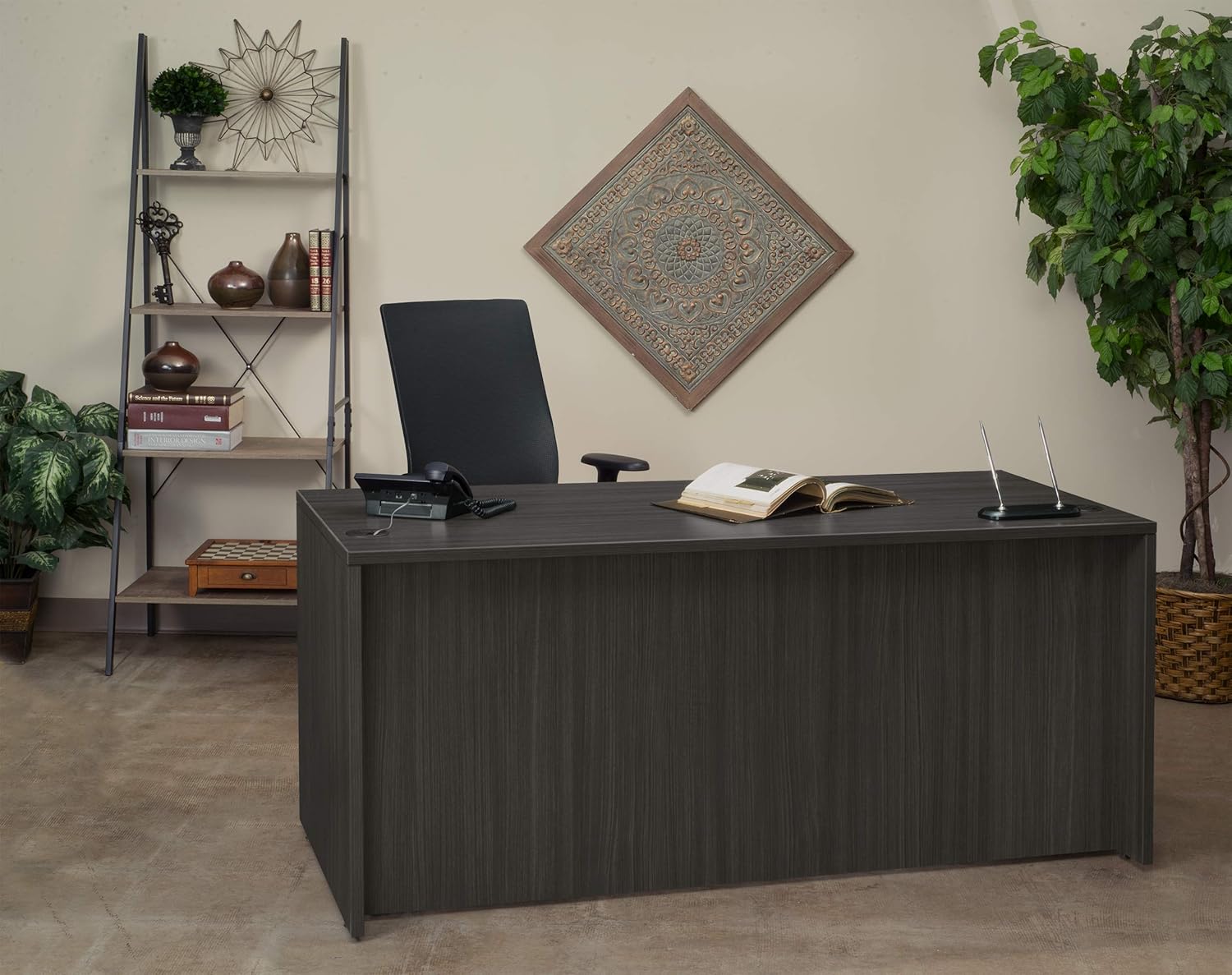 Regency Legacy Double Pedestal Desk with Four Drawers, 60", Ash Grey