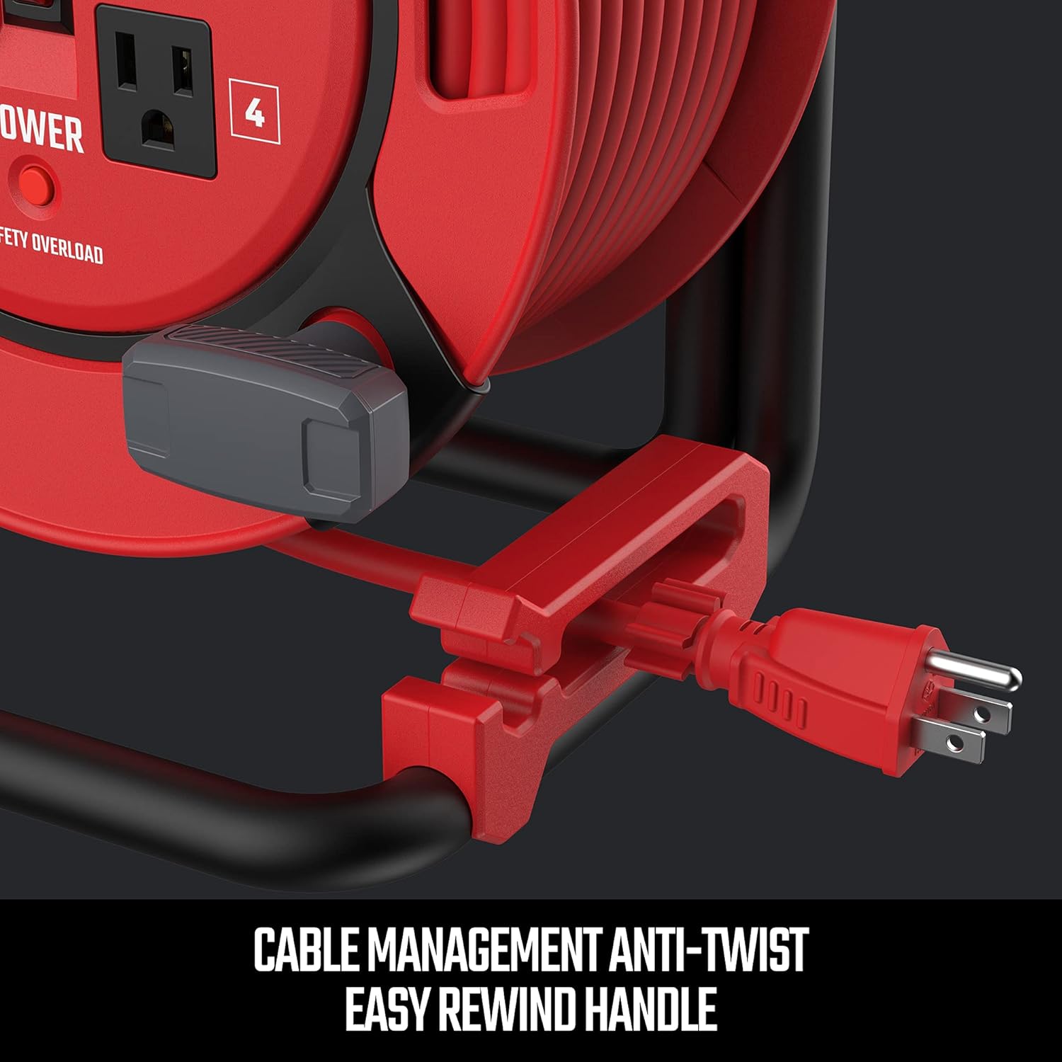 CRAFTSMAN Heavy Duty Retractable Extension Cord, 100 feet with 4 Outlets - 14AWG SJTW Cable - Outdoor Power Cord Reel