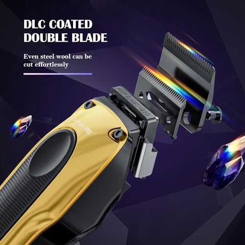 Professional Hair Clippers for Men - High Torque Brushless Motor & Detachable Blade - Cordless Hair Trimmer Set for Barbers with Charging Base - Premium Hair Clipper Kit - Silver