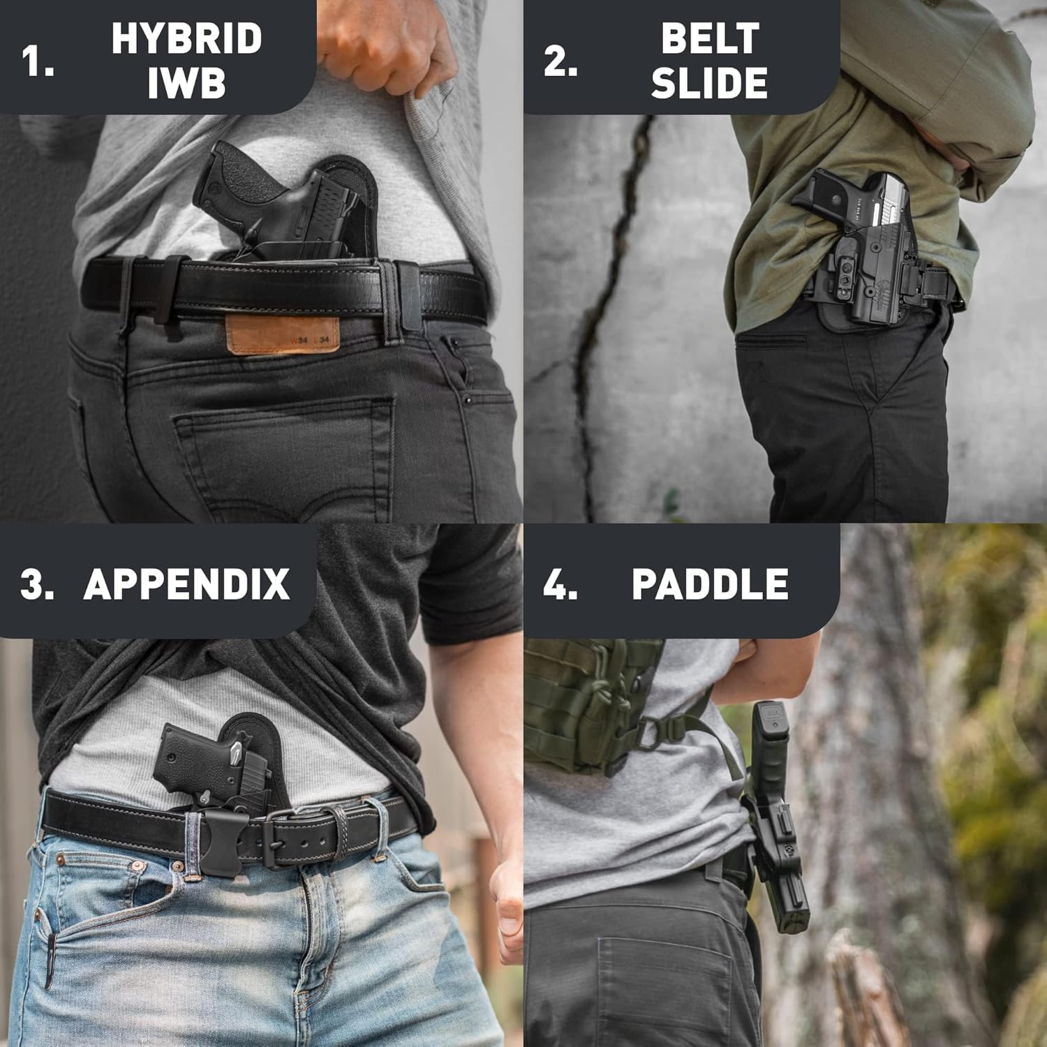 Alien Gear Shapeshift 4 in 1 Holster - IWB, Appendix, OWB Paddle, and OWB Belt Slide Included - Concealed and Open Carry - Tuckable - Right Hand Draw - Glock 22
