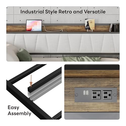 LIKIMIO Daybed with Trundle Bed, Twin Bed Frame with Storage Headboard and Charging Station, Sofa Day Bed with Strong Supports for Living Room, Bedroom, and Guest Room, Grey