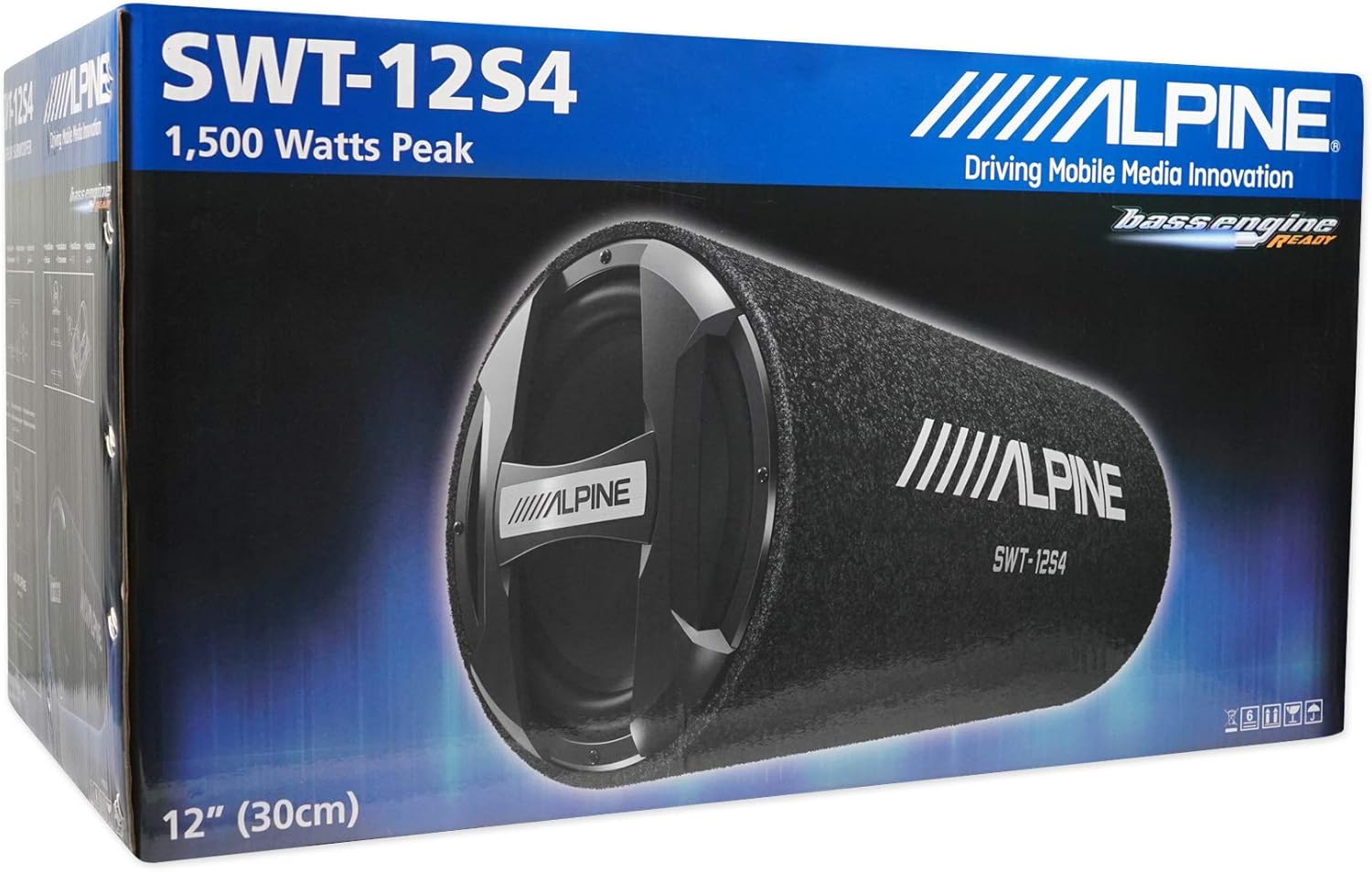 Alpine SWT-12S4 1500W Max (300W RMS) Single 12" Sealed Subwoofer Tube Enclosure