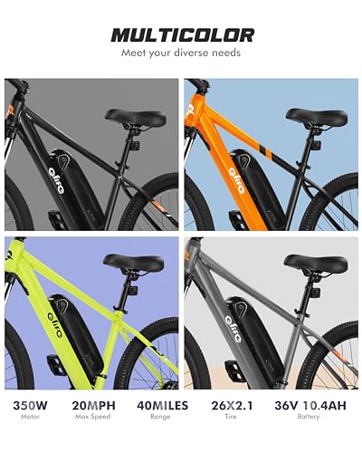 Qlife Racer Electric Bike for Adults - 21-Speed Mountain Lightweight Ebike with 350W Brushless Motor, 375Wh Removable Battery, 26X2.1 Tire Step Over E-MTB, Up to 40 Miles, E Bikes