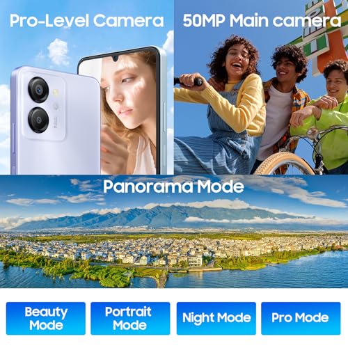 Blackview Color 8 Unlocked Cell Phones, 16GB+128GB+SD 2TB, 50MP Camera Smartphone, Mobile Phones 6000mAh Battery+18W, 6.75" HD+ 90Hz Cellphone, 4G Dual SIM/3 Card Slots,Fingerprint,3.5mm Earphone Jack