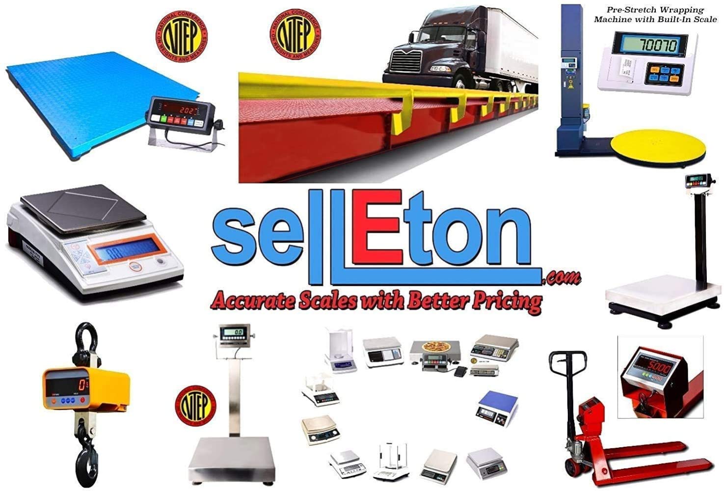 SellEton 36 x 36 Industrial Pallet Size Platform Floor Scale for Warehouse weigh Cap of 1000 x .2