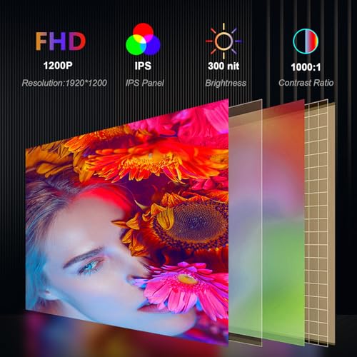 FOPO 14" Triple Laptop Screen Extender, FHD 1200P IPS Portable Monitor for 15-17.3" Laptop, Plug and Play Travel Laptop Monitor Extender Display for Win/MAC/Android, with HDMI/USB-C - S15 Black