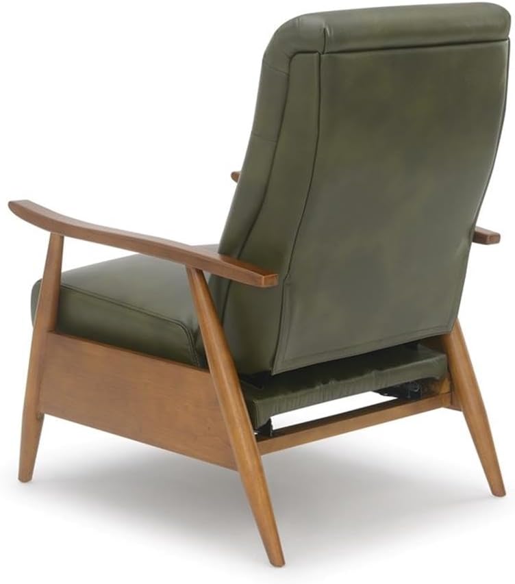 Solaris Fern Green Faux Leather Wood Arm Push Back Recliner