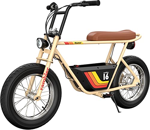 Razor Rambler 16 – 36V Electric Minibike with Retro Style, Up to 15.5 MPH, Up to 11.5 Miles Range, Wide, Rugged 16" Air-Filled Tires, Powerful 350 Watt Hub-Driven Motor