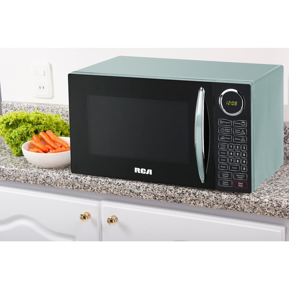 RCA 0.9 cu. ft. Countertop Microwave in Blue