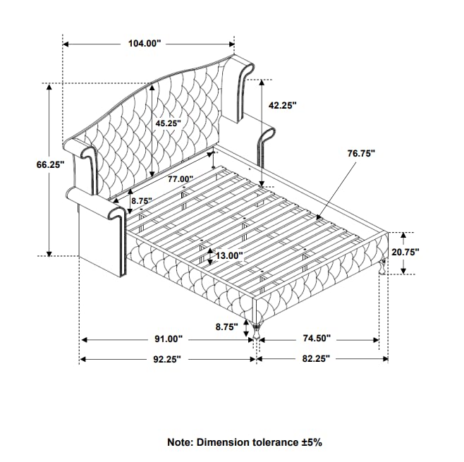 Deanna Tufted Upholstered Bed Grey, Eastern King