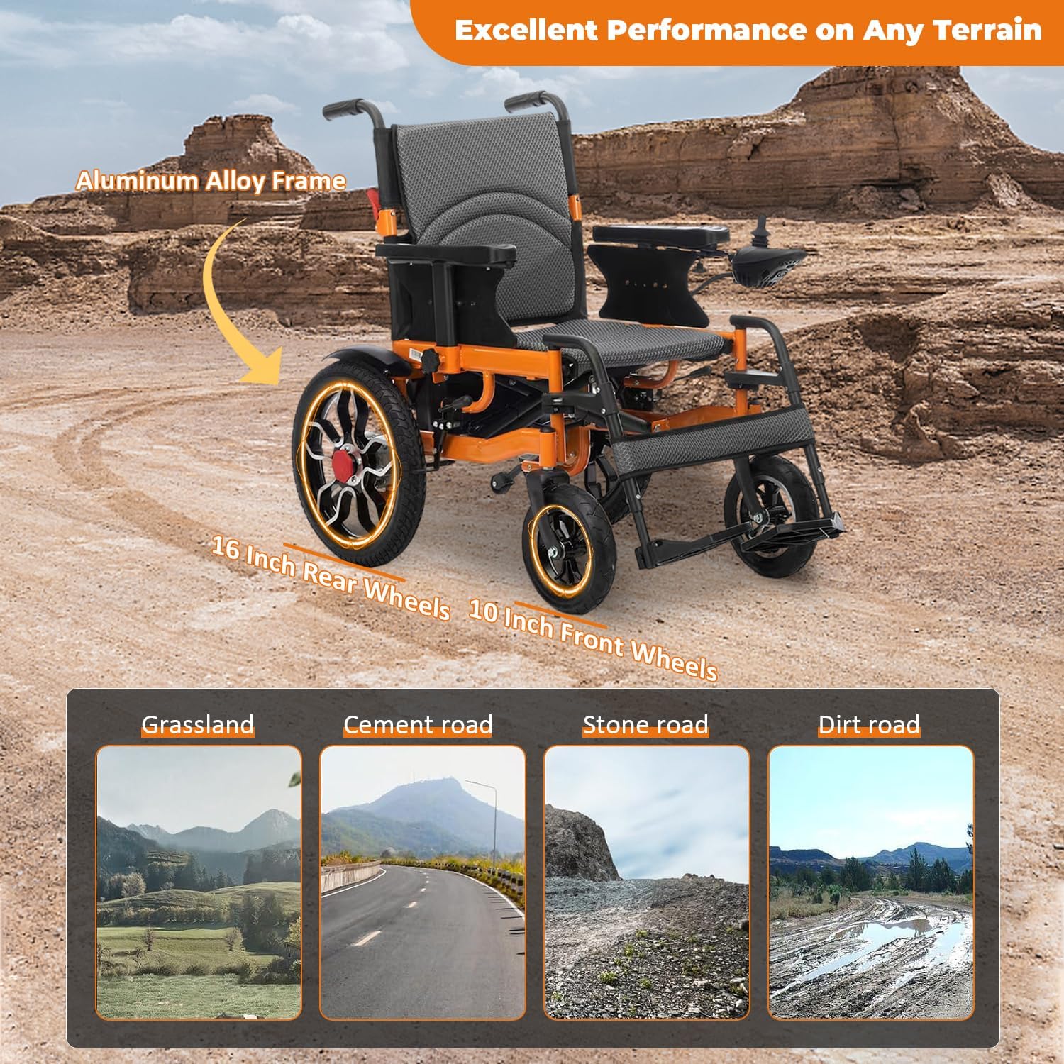 Lightweight Foldable Electric Wheelchairs for Adults,21in Wider Electric Wheelchair,Intelligent Power Wheelchair,500W All Terrain Motorized Wheelchair,Compact Portable Wheelchair,Airline Approve