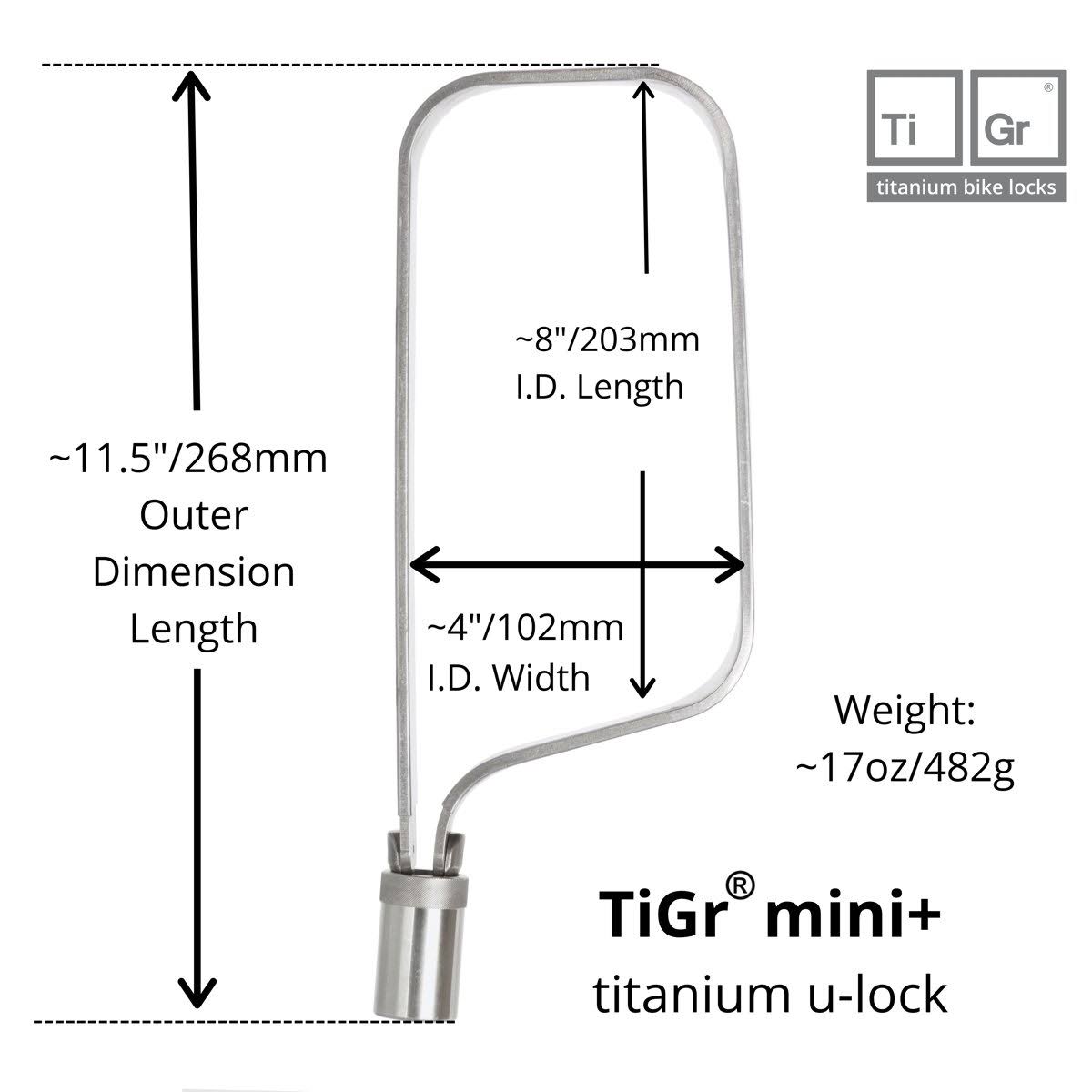 Tigr Mini+ Titanium Bike U-Lock