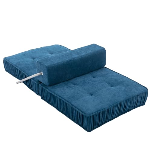 Folding Sofa Bed,Futon Sleeper Chair,Convertible Chair Floor Couch & Sleeping Mattress for Living Room,Guest Room,Home Office,Apartment,Small space,Removable Back Cushion (Gray)