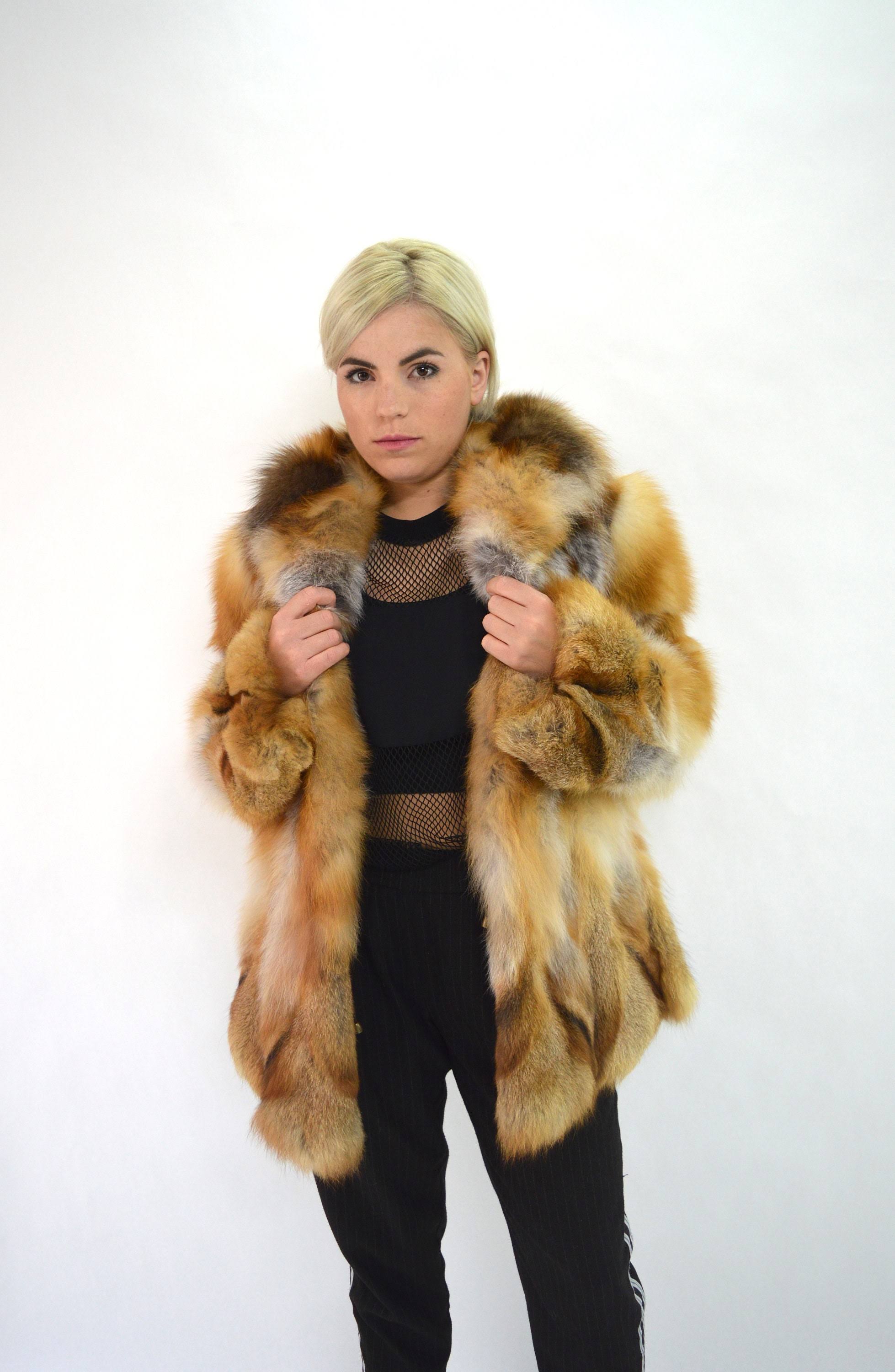 Real Fox Fur Coat, Canadian Red Fox Fur Hooded Coat. Genuine Fox Fur Jacket. Fox Fur Coat, Fur Cape, Fur Stroller, Red Fox Fur c