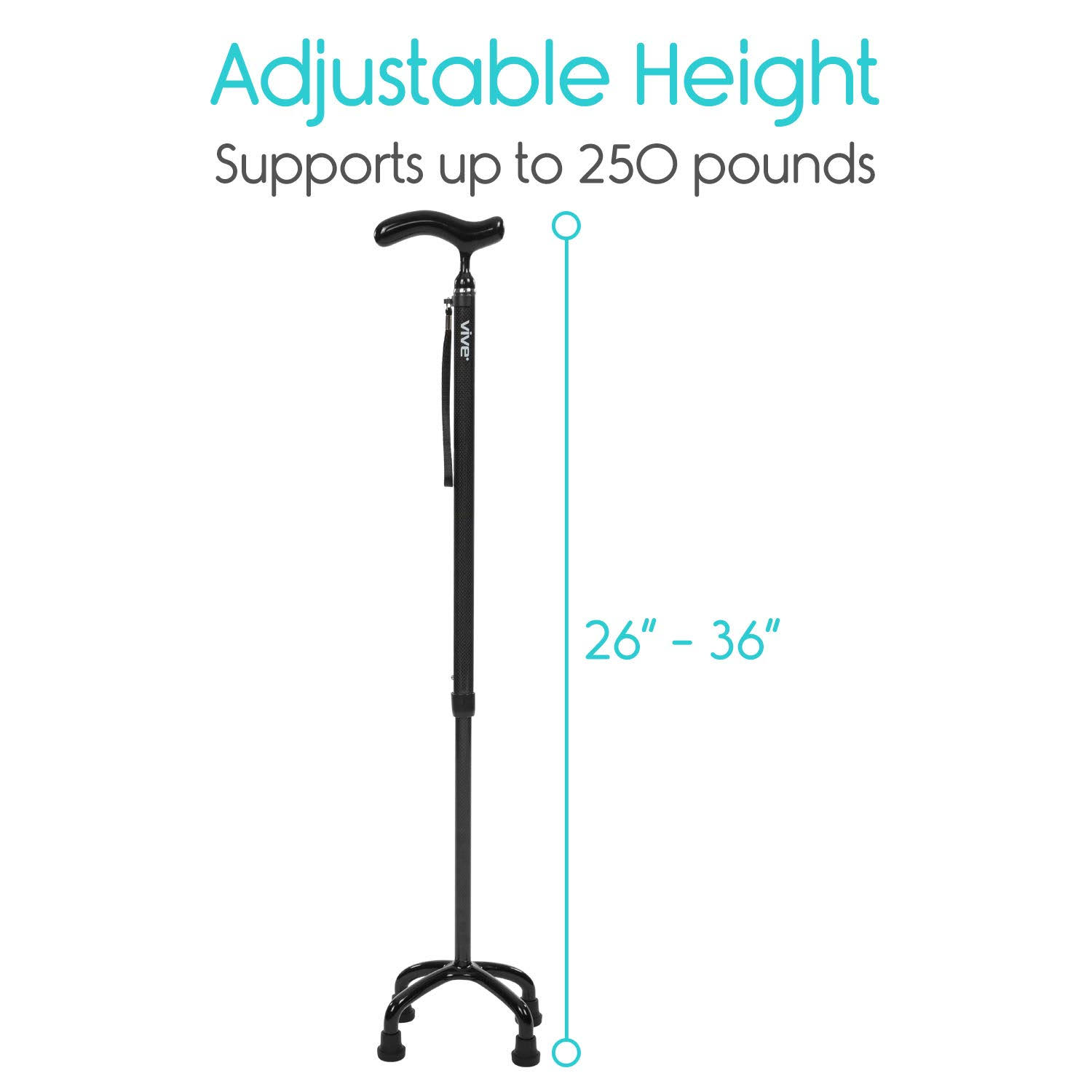 Vive Carbon Fiber Quad Cane - Ultra Lightweight Walking Stick