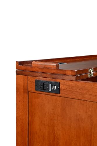 Amalfi Murphy Cabinet Chest Desk Bed with Drawers & USB Charging Station (Queen Size, Java)
