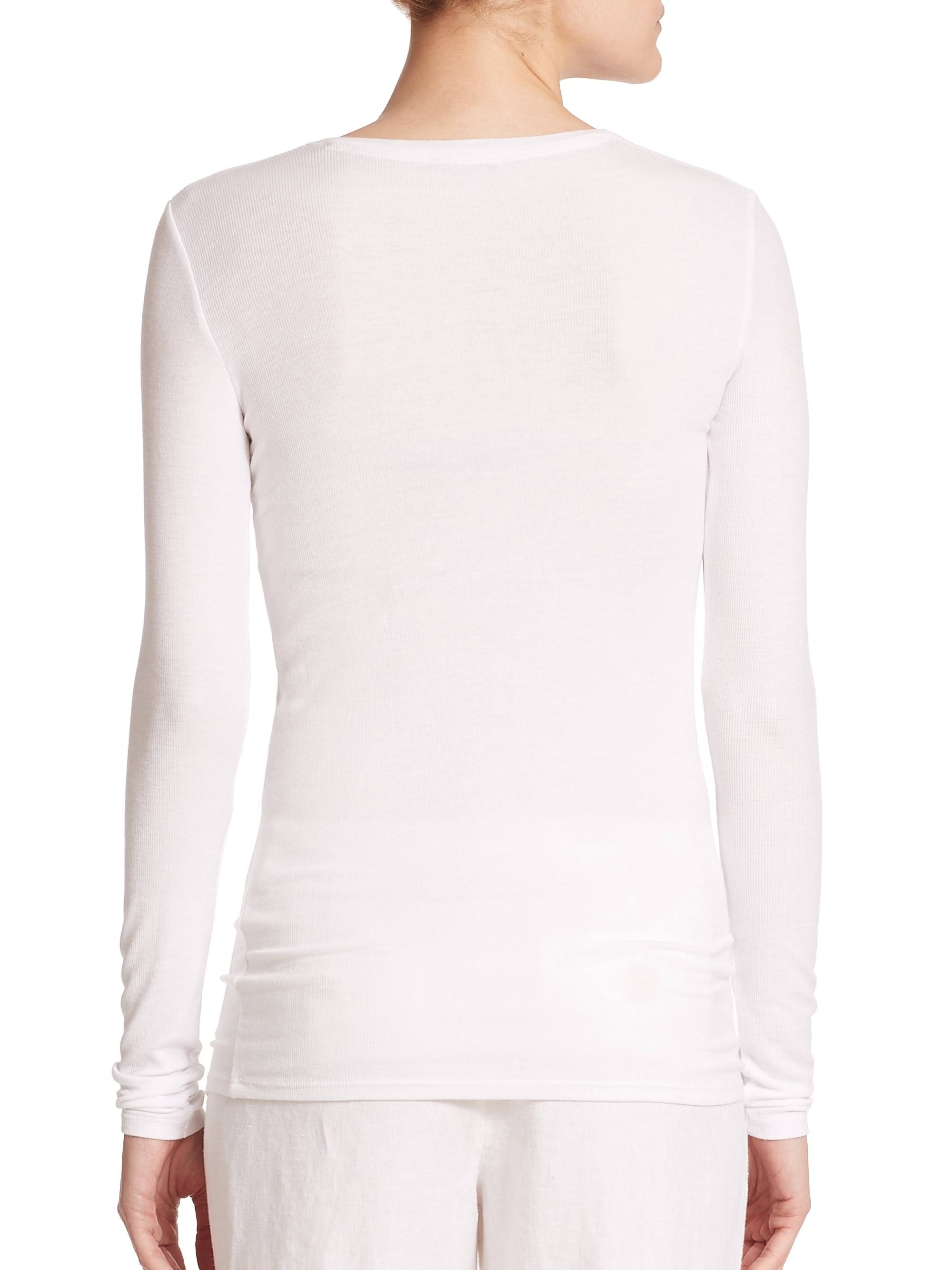 ATM Anthony Thomas Melillo Long-Sleeve V-Neck Tee - White Med