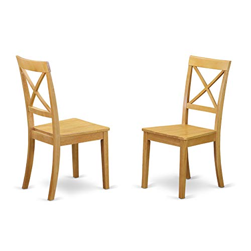 East West Furniture VABO9-OAK-W 9 Piece Modern Set Includes an Oval Wooden Table with Butterfly Leaf and 8 Dining Room Chairs, 40x76 Inch