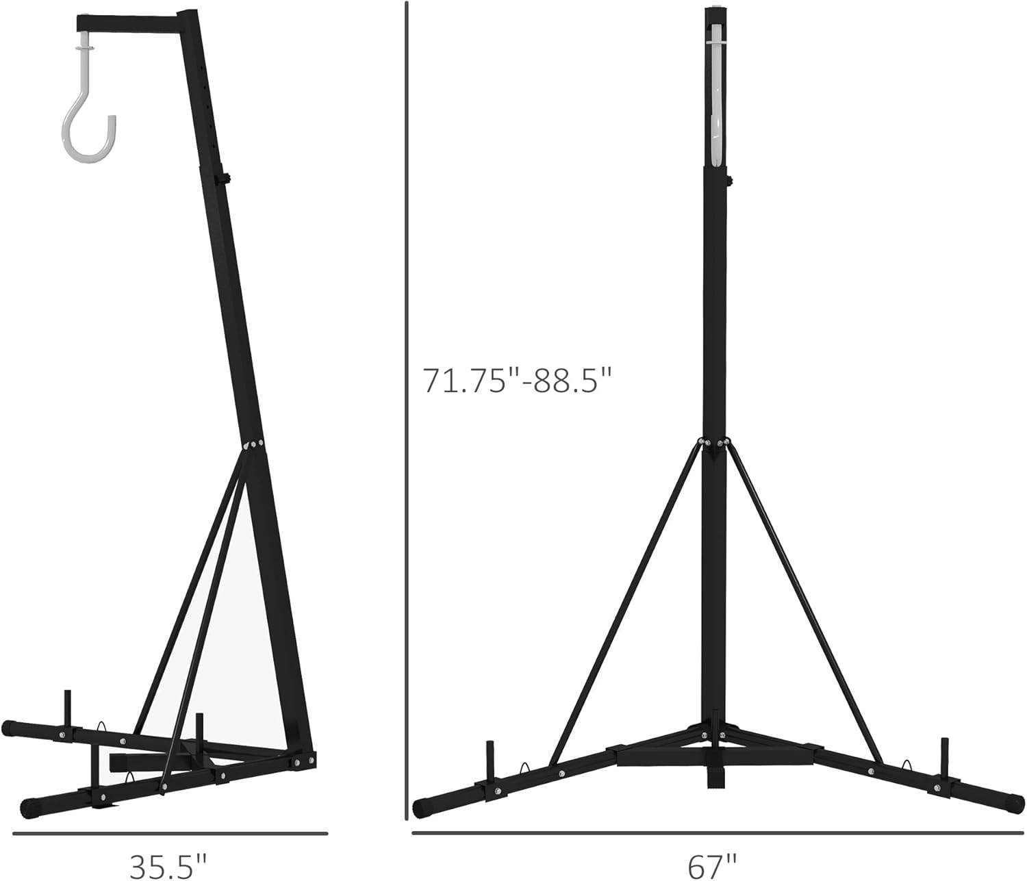 Soozier Foldable Punch Bag Stand, Height Adjustable Heavy Bag Stand with Weighted Base, Free Standing for Home Gym, Stand Only
