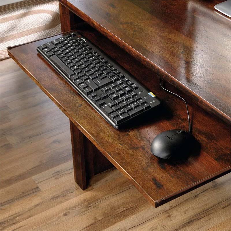 Sauder Harbor View 2 Piece Computer Desk with Hutch and File Cabinet Set in Cherry