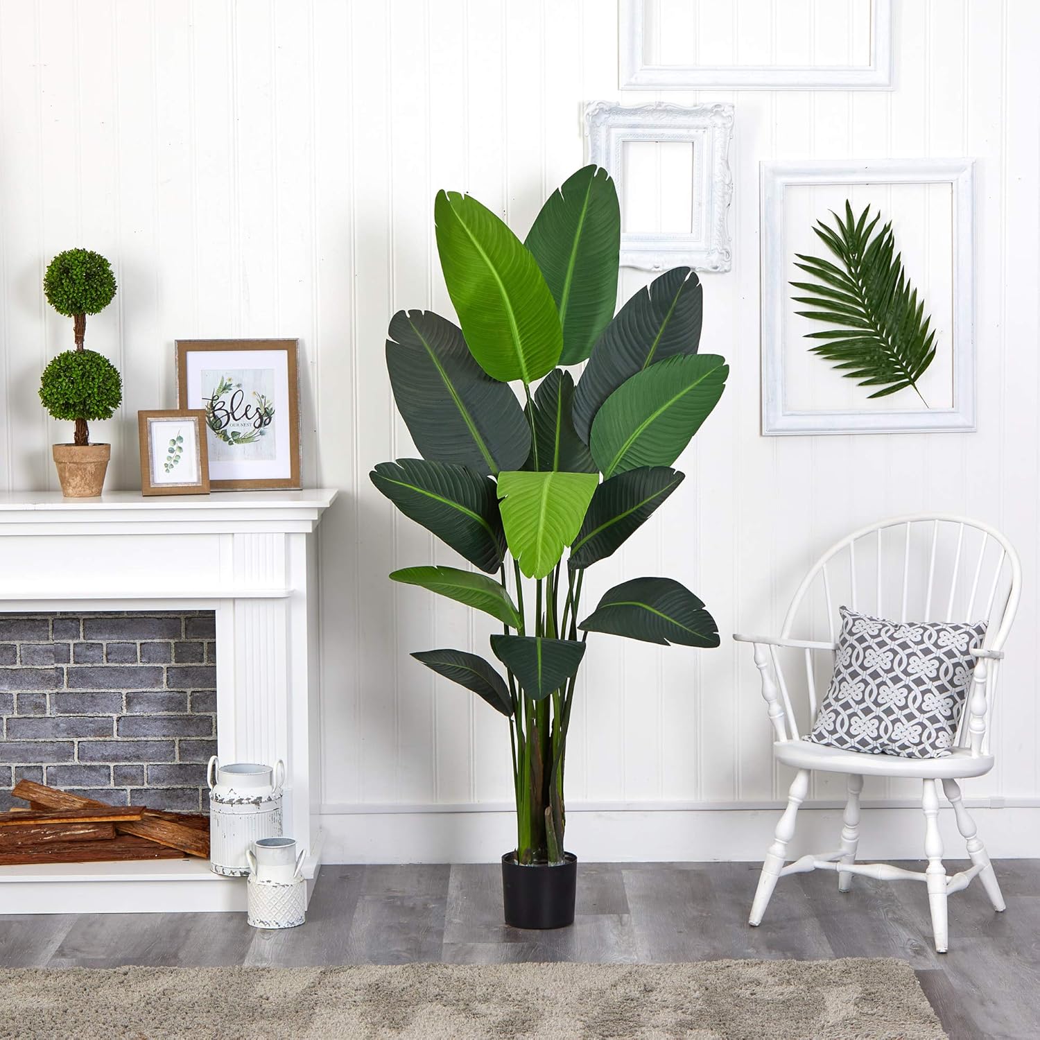 Nearly Natural 69in. Travelers Palm Artificial Tree, Green, PE, Polyester Materials, 13.1 lbs