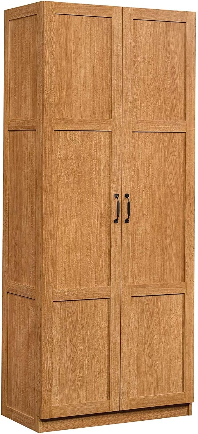 Sauder Storage Solutions Bundle - Pantry Cabinet + 5 Shelf Bookcase, Highland Oak Finish