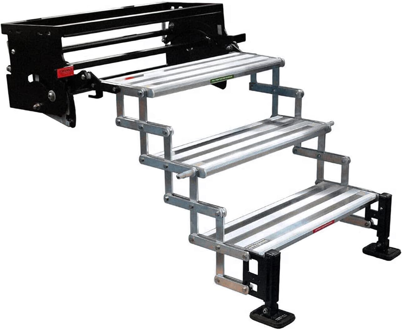 Torklift A8103 GlowStep Revolution Aluminum Bolt-On Folding Stairs with 3 Steps and All Terrain Height Adjustment for RVs and Campers, Silver