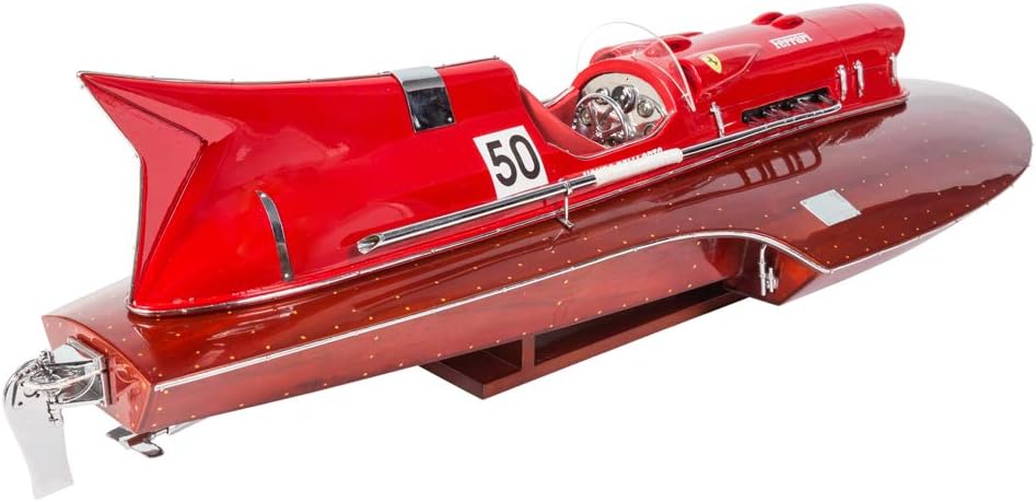 Seacraft Gallery Ferrari Hydroplane Model Speed Boat 19.7" - Handcrafted wood boat decor - Wooden Decor toy boat - Wooden Model Ships - Wooden Toy Model Boat - Italian model display -Wooden model ship