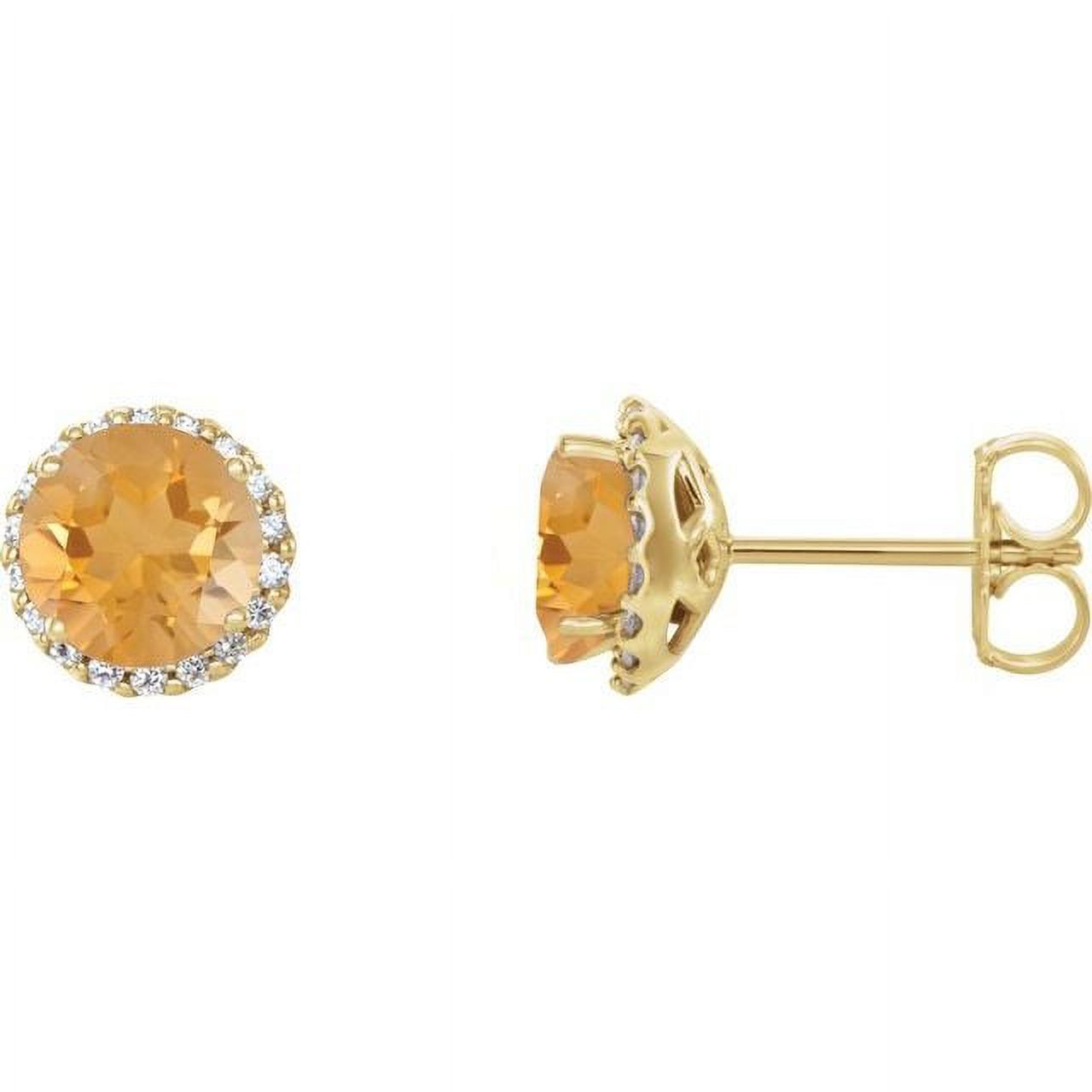 14K Yellow 6 mm Natural Citrine & 1/8 CTW Natural Diamond Earrings 86509:251:P