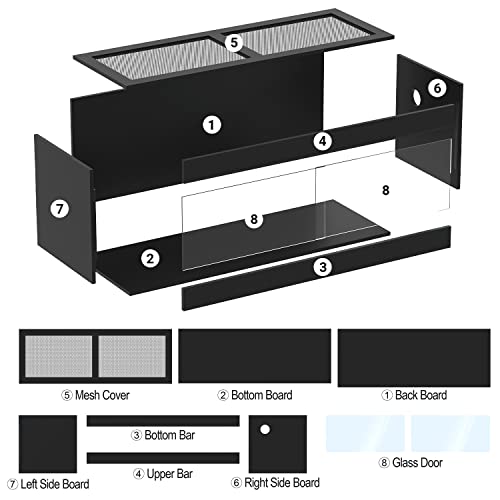 OIIBO Reptile Original Wood Enclosure, Large & Wide Reptile Terrarium with Double Hinge Sliding Doors and Top Screen Ventilation Black Reptiles Habitat Lounge (48"x24"x24")