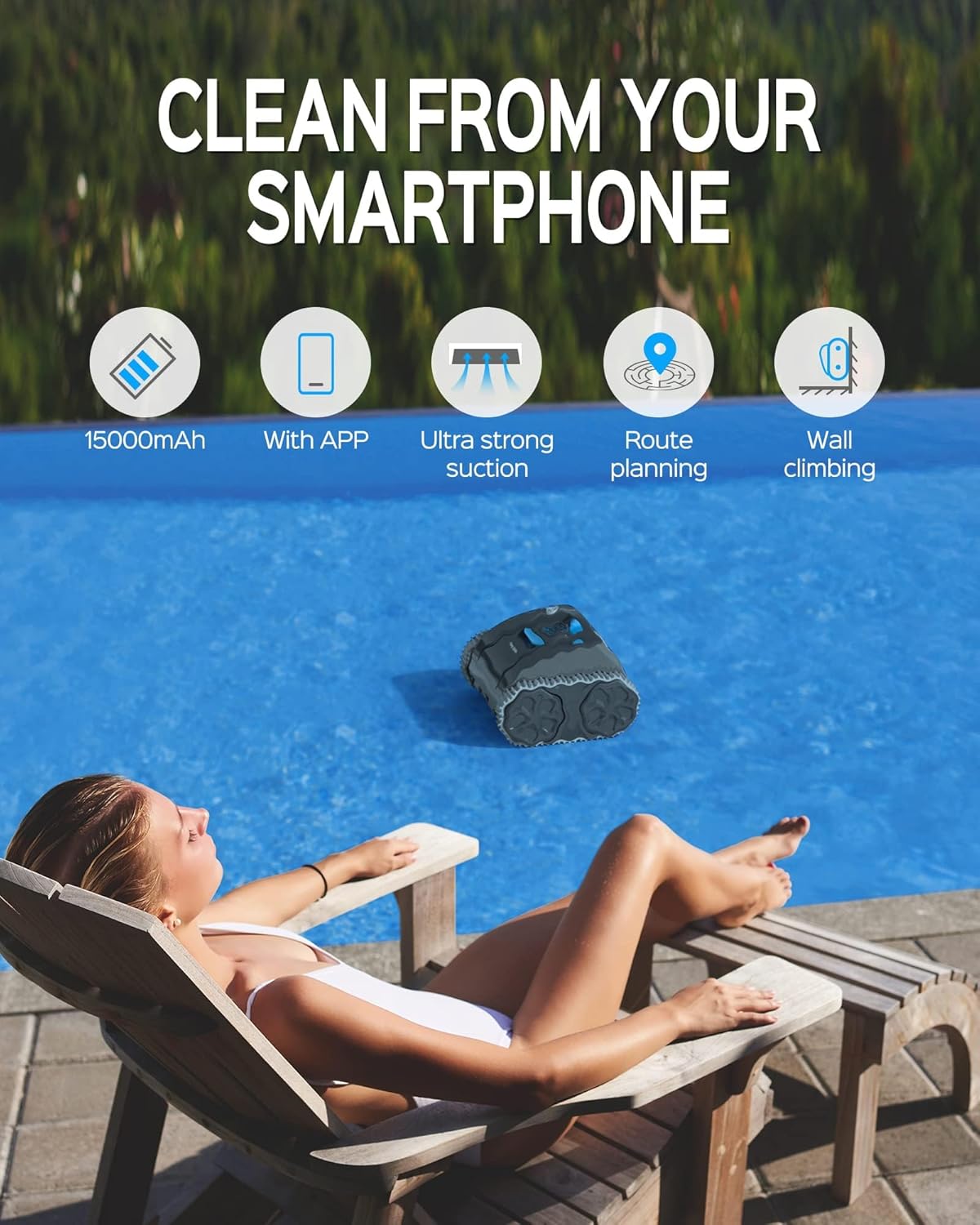 WYBOT Wall Climbing Robotic Pool Cleaner with APP, Excellent Suction Power, Smart Navigation Technology, 15000mAH Large Battery, LED Indicator, Automatic Pool Vacuum for Inground Pools- Osprey 700 Max