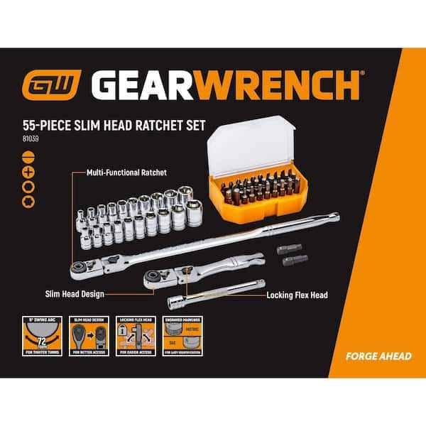 GEARWRENCH 1/4 in. Drive Slim Head 6-Point Mechanics Tool Set 81039