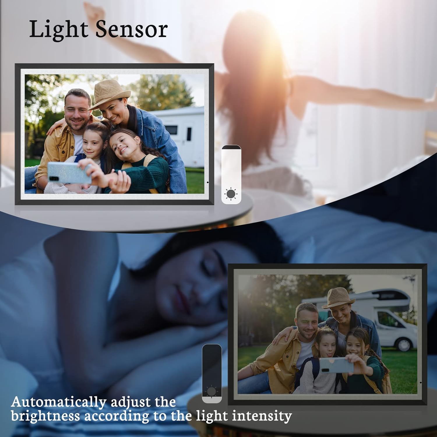 BSIMB Digital Picture Frame IPS Display, Wall-Mountable Electric Photo Frame with Remote Control, Place in Landscape&Portrait, Gift for Mother's Day
