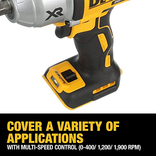 DEWALT 20V MAX XR Impact Wrench, Cordless, 1/2Inch, 700-lbs of Torque, 2,400 IPM, Bare Tool Only (DCF899HB)