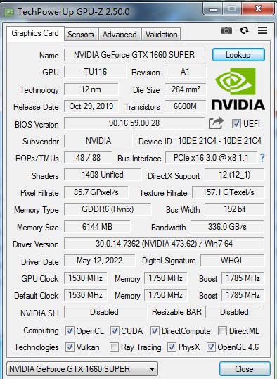 GeForce GTX 1660 Super 6GB Graphics Cards, GDRR6 192Bit PCIE 3.0X16 Computer Gaming Gpu, Dual Freeze Fans Video Card with HDMI/DP/DVI Ports Support 4K and 8K HD
